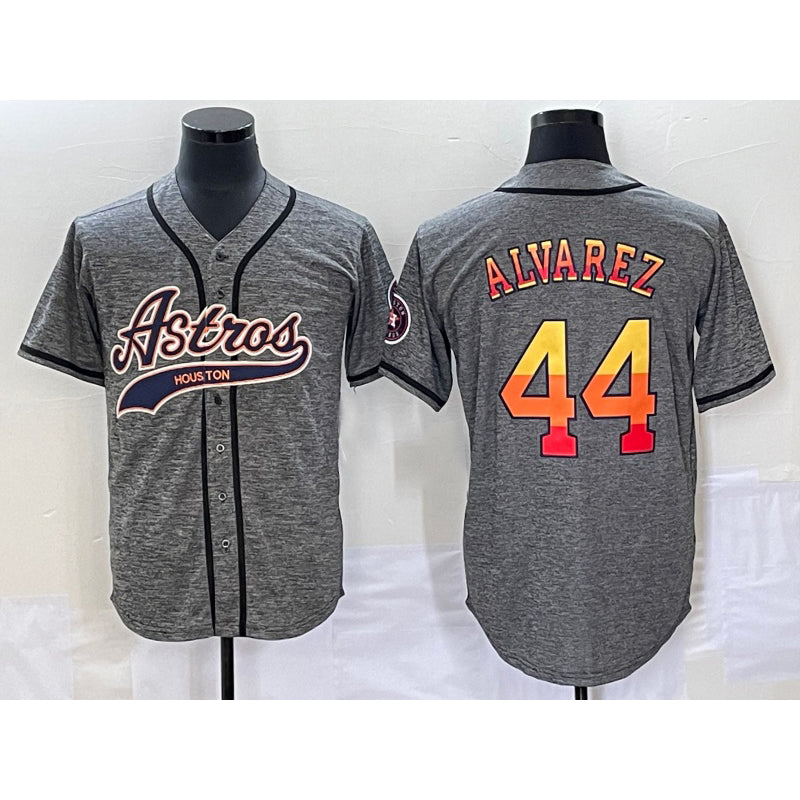 Houston Astros #44 Yordan Alvarez Grey HOLBERT Gridiron Cool Base Stitched Jersey
