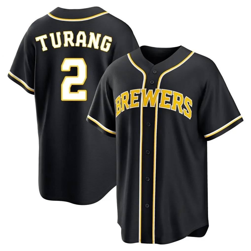 Milwaukee Brewers #2 Brice Turang Player Black HOLBERT Fashion Out Home Game Stitched Jerseys