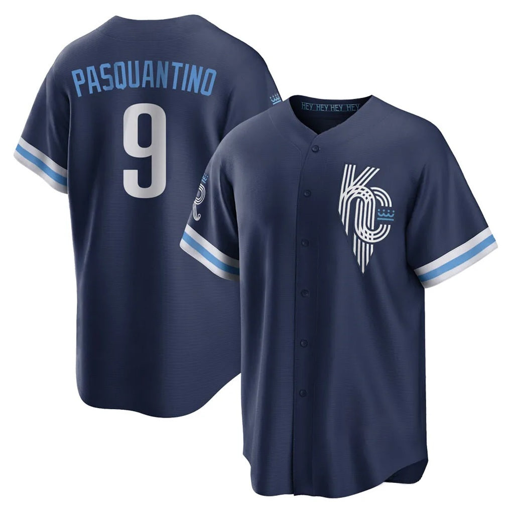 Kansas City Royals #9 Vinnie Pasquantino Player Navy HOLBERT City Connect Home Game Stitched Jerseys