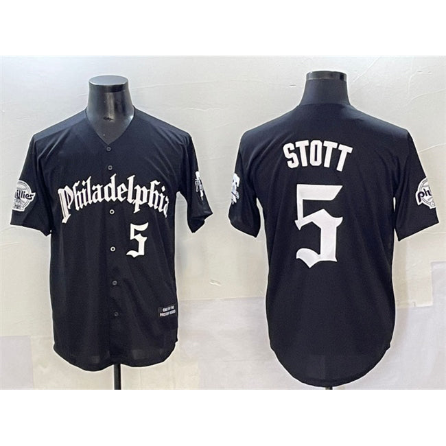 Philadelphia Phillies #5 Bryson Stott Black HOLBERT Gothic Vapor Limited Stitched Jersey
