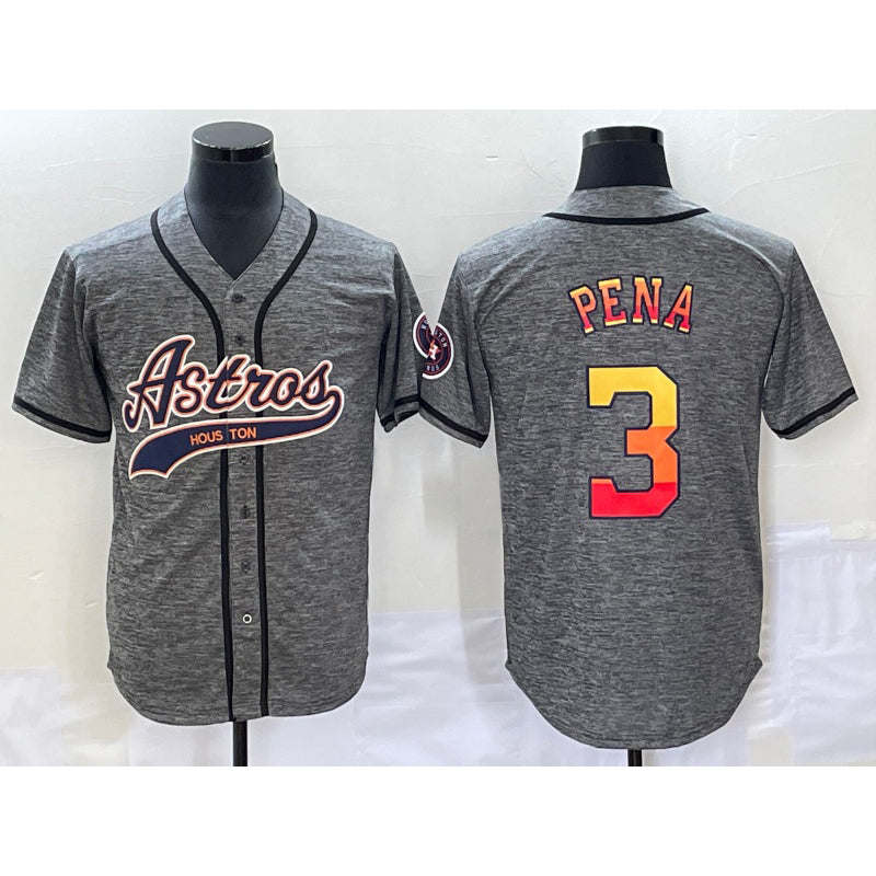 Houston Astros #3 Jeremy Pena Grey HOLBERT Gridiron Cool Base Stitched Jersey