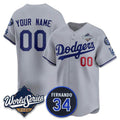 Custom Los Angeles Dodgers ACTIVE PLAYER Gray HOLBERT 2025 World Series With No. 34 Patch Limited Stitched Jersey