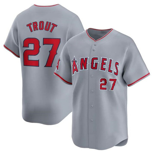 Los Angeles Angels #27 Mike Trout Gray HOLBERT Away Limited Stitched Jersey