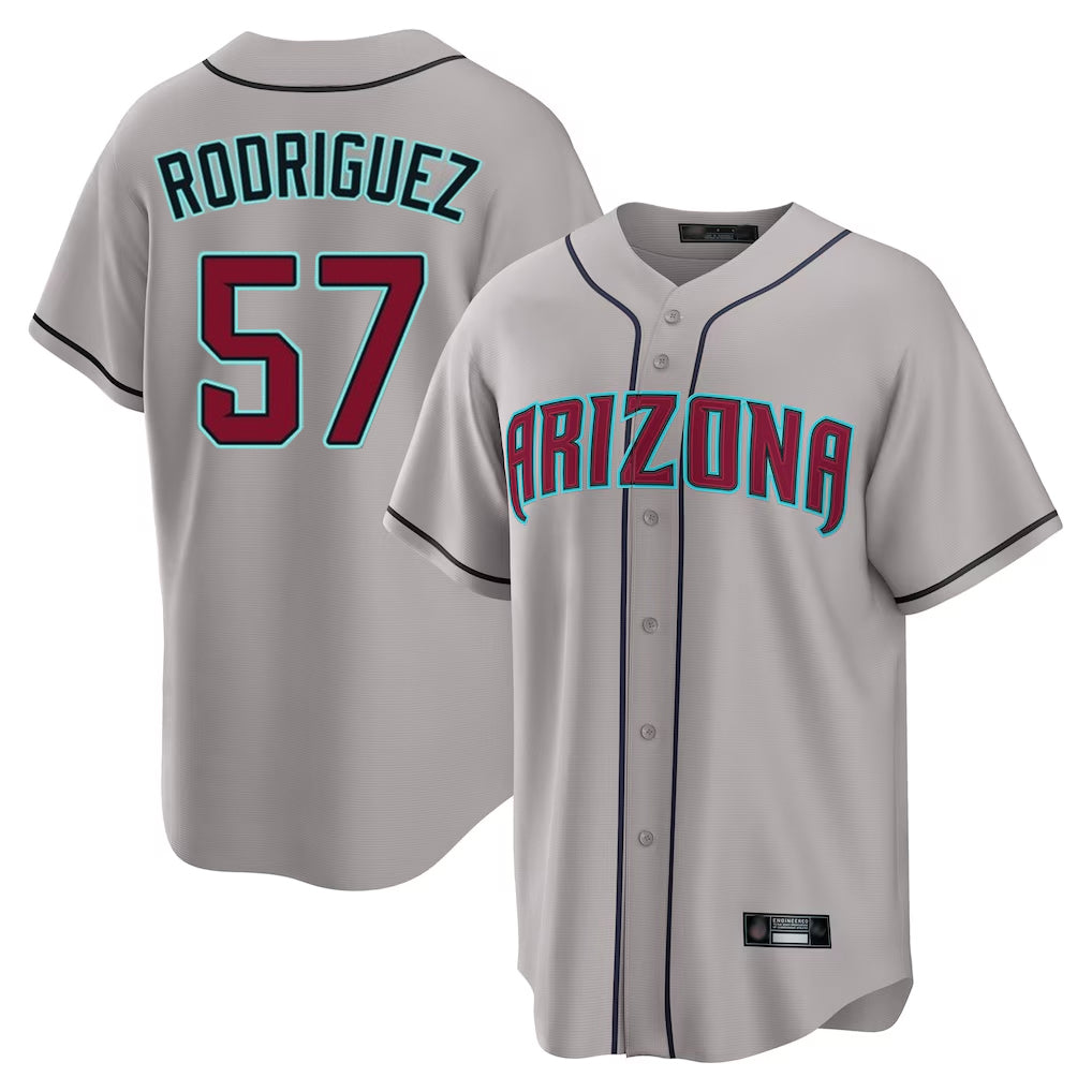 Arizona Diamondbacks #57 Eduardo Rodriguez Player Gray HOLBERT Road Home Game Stitched Jerseys