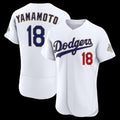 Los Angeles Dodgers #18 Yoshinobu Yamamoto White HOLBERT 2026 Gold Collection Authentic Jersey