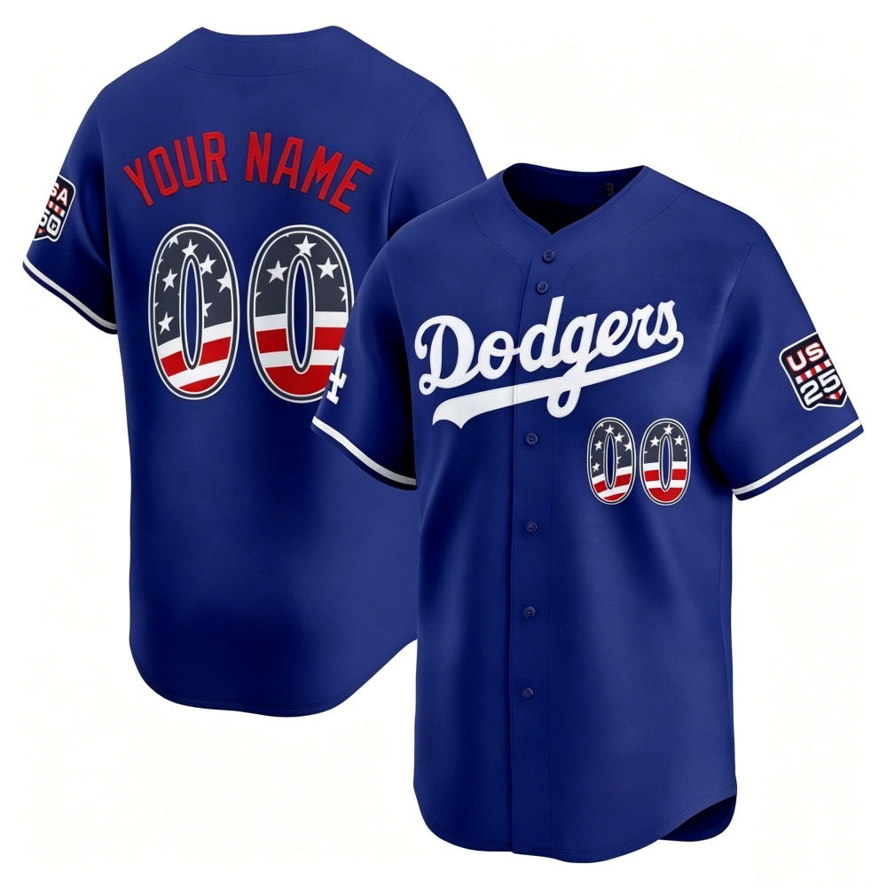 Custom Los Angeles Dodgers Royal HOLBERT USA 250 Fourth of July Limited Stitched Jersey