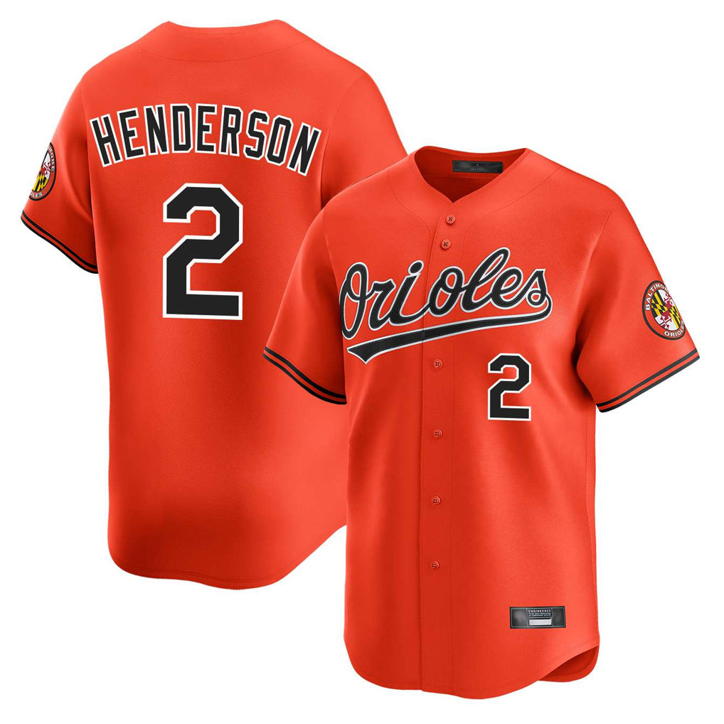 Baltimore Orioles #2 Gunnar Henderson Player Orange HOLBERT Limited Home Game Stitched Jerseys