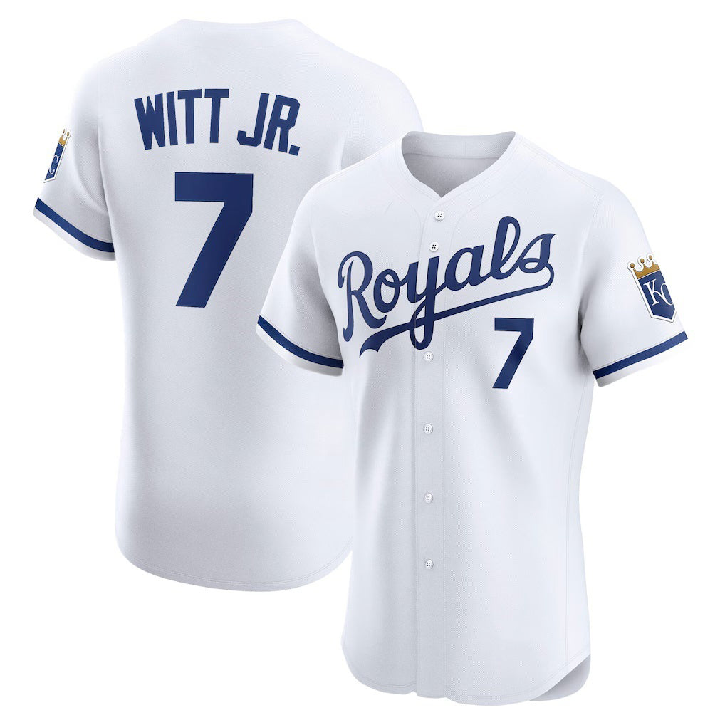 Kansas City Royals #7 Bobby Witt Jr. White HOLBERT Home Elite Player Jersey
