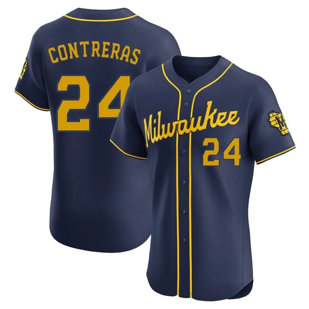 Milwaukee Brewers #24 William Contreras Player Navy HOLBERT Home Limited Elite Stitched Jerseys