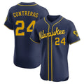Milwaukee Brewers #24 William Contreras Player Navy HOLBERT Home Limited Elite Stitched Jerseys