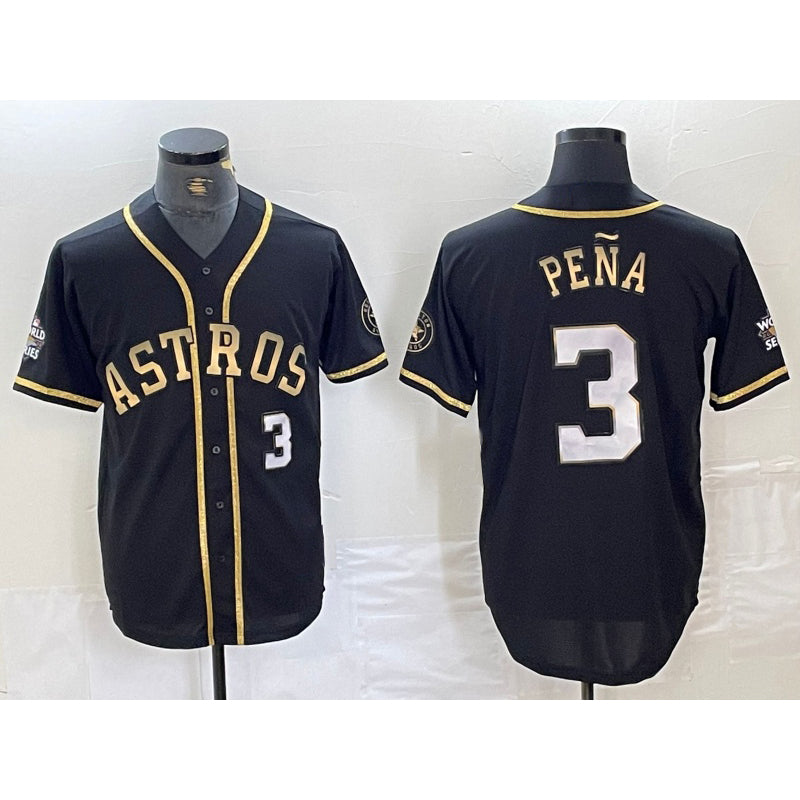 Houston Astros #3 Jeremy Pena Black Gold HOLBERT Player Number Cool Base Jersey