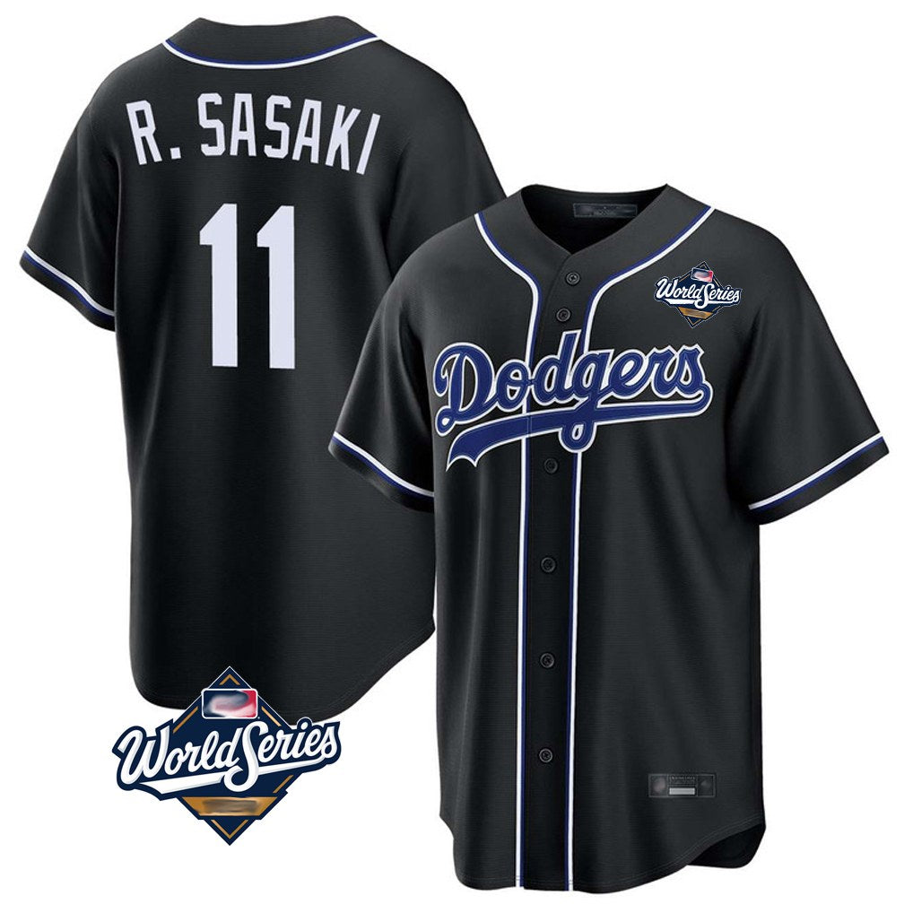 Los Angeles Dodgers #11 Roki Sasaki Player Black HOLBERT World Series Carbon Limited Home Stitched Jerseys