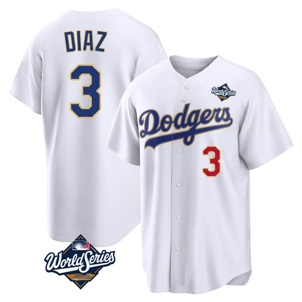 Los Angeles Dodgers #3 Edwin D¨ªaz Player Gold White HOLBERT World Series World Series 2026 Collection Stadium Limited Stitched Jerseys
