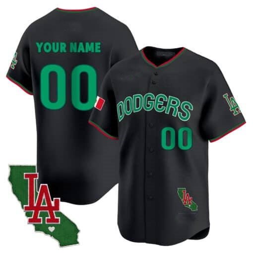 Custom Los Angeles Dodgers Mexico California Patch Vapor Premier Limited Jersey V3 ¨C Black HOLBERT