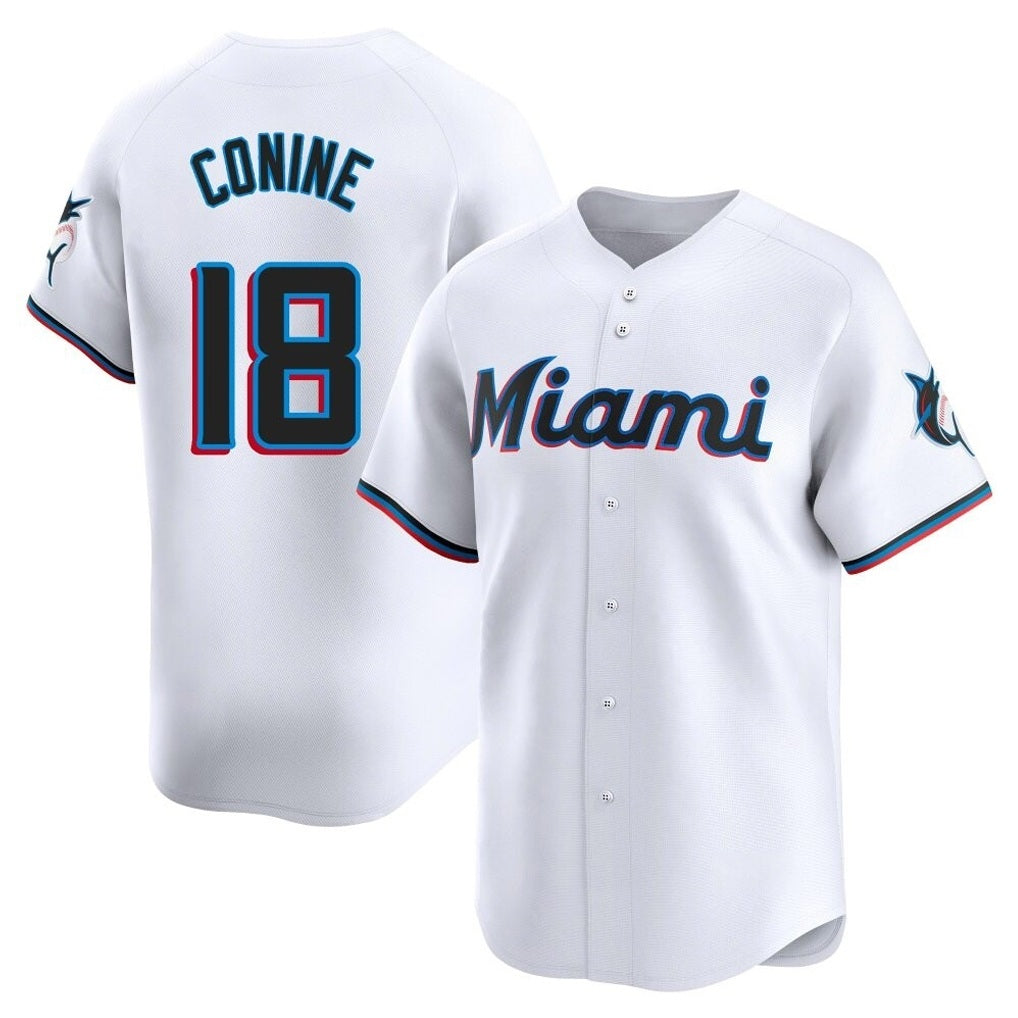 Miami Marlins #18 Griffin Conine Player White HOLBERT Home Limited Stitched Jerseys