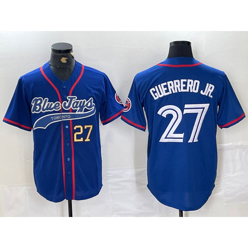 Toronto Blue Jays #27 Vladimir Guerrero Jr Blue HOLBERT Cool Base Stitched Jerseys