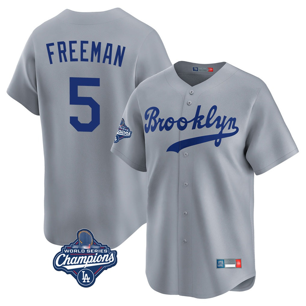 Los Angeles Dodgers #5 Freddie Freeman Player Gray HOLBERT World Series Meet Game Limited Home Stitched Jerseys