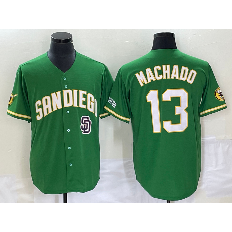 San Diego Padres #13 Manny Machado Green HOLBERT Cool Base Stitched Jersey