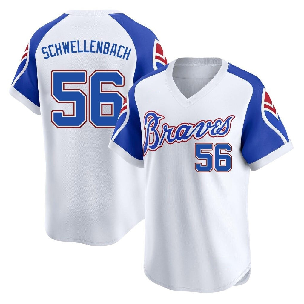 Atlanta Braves #56 Spencer Schwellenbach Player White HOLBERT Throwback Cooperstown Collection T-shirt Game Stitched Jerseys