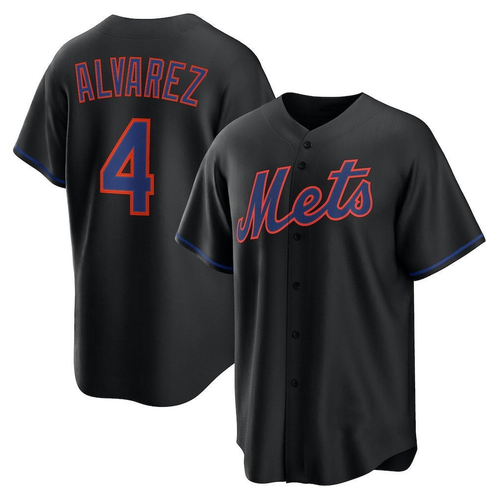 New York Mets #4 Francisco Alvarez Black HOLBERT Alternate Replica Jersey