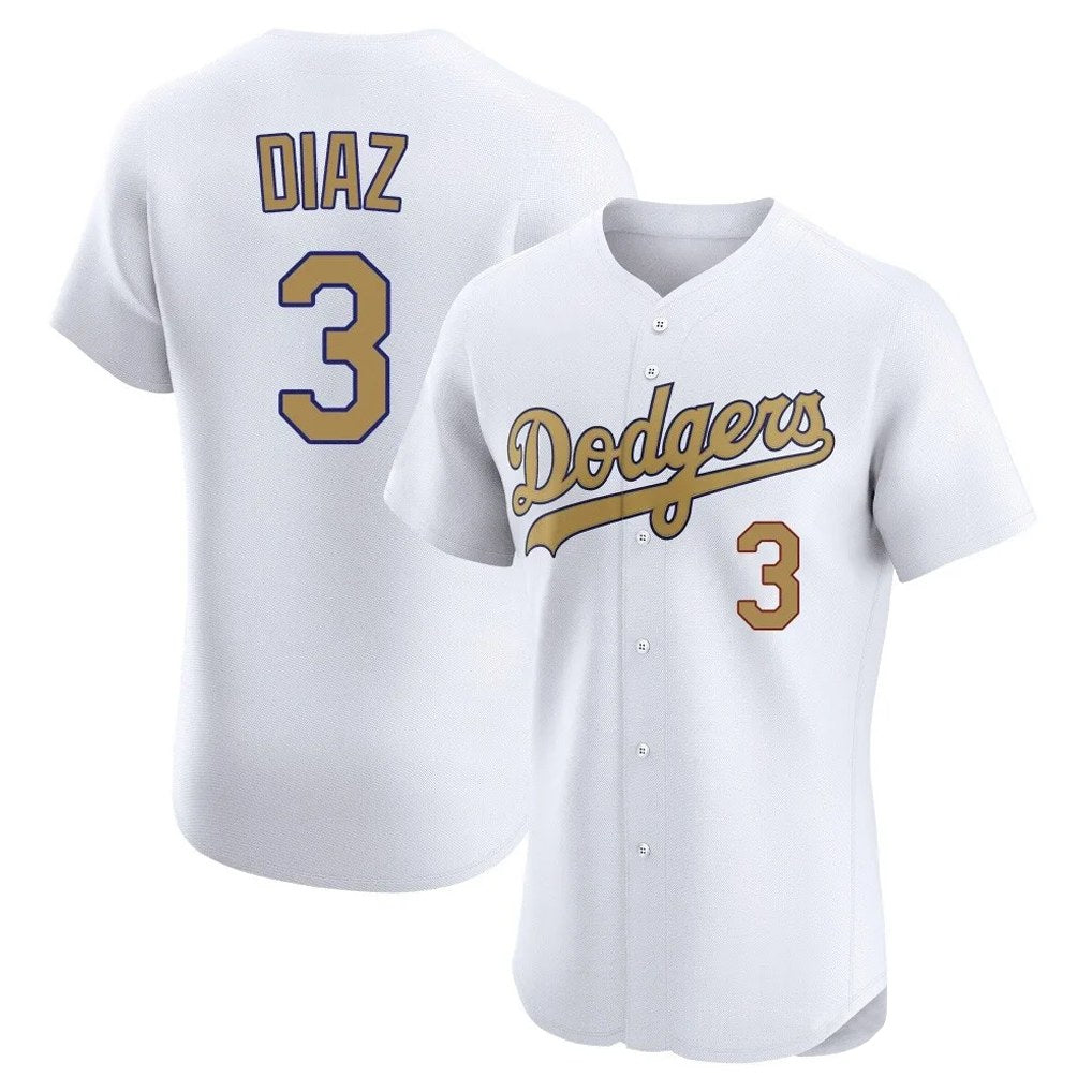 Los Angeles Dodgers #3 Edwin D¨ªaz Player Gold HOLBERT Limited Elite Home Stitched Jerseys