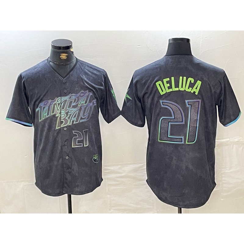 Tampa Bay Rays #21 Jonny DeLuca Number Charcoal HOLBERT 2024 City Connect Limited Stitched Jersey 2