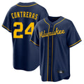 Milwaukee Brewers #24 William Contreras Player Navy HOLBERT Home Game Stitched Jerseys