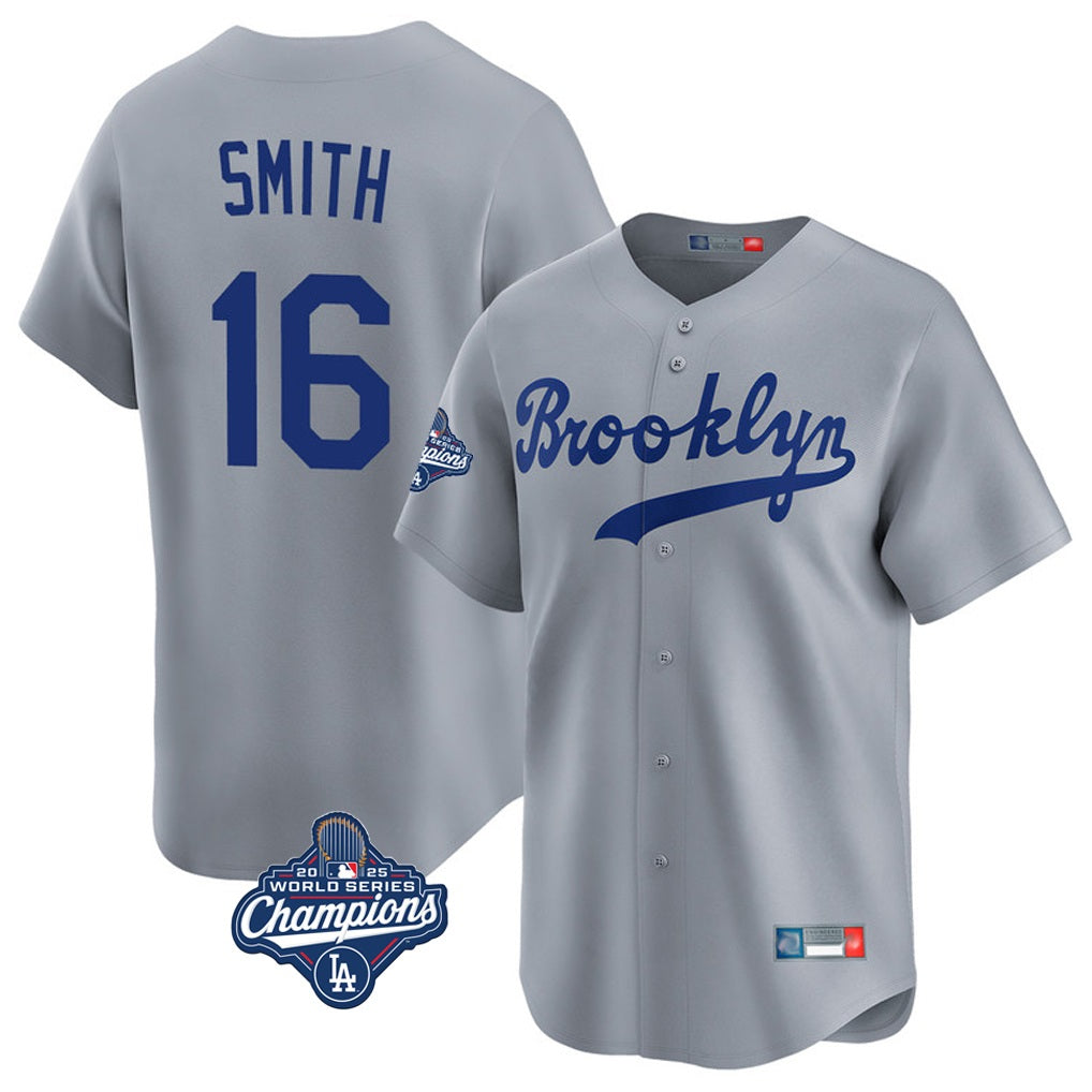 Los Angeles Dodgers #16 Will Smith Player Gray HOLBERT World Series Meet Game Limited Home Stitched Jerseys