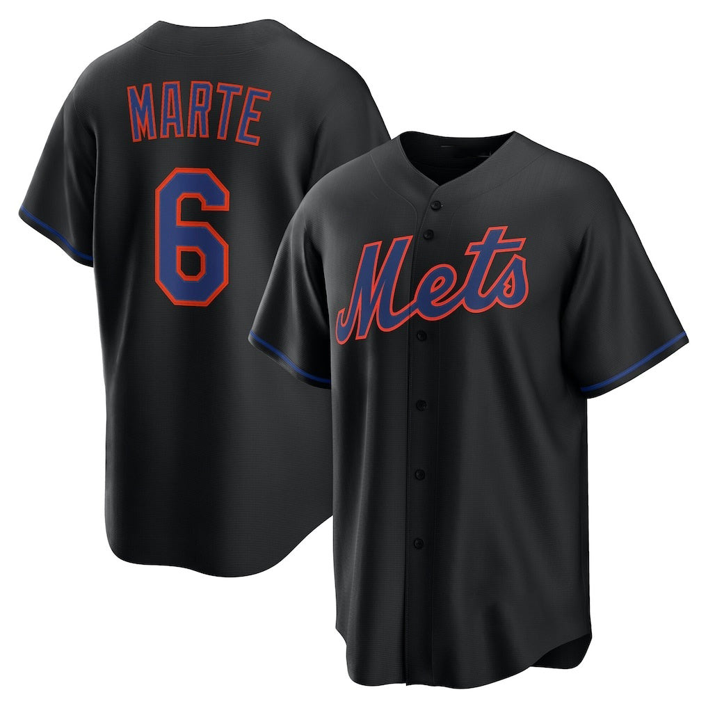 New York Mets #6 Starling Marte Black HOLBERT Alternate Replica Jersey
