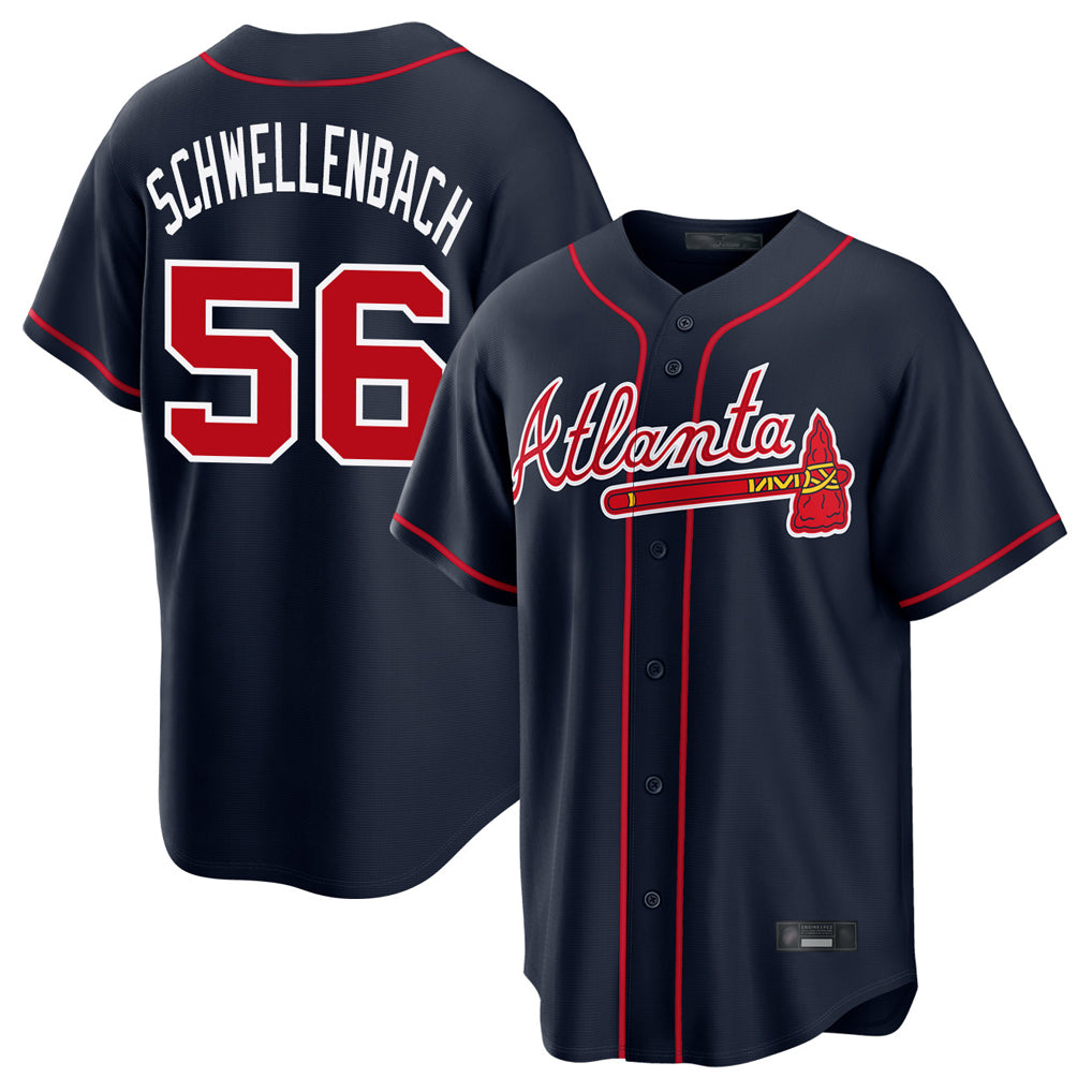 Atlanta Braves #56 Spencer Schwellenbach Player Navy HOLBERT Home Game Stitched Jerseys