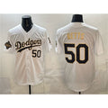 Los Angeles Dodgers #50 Mookie Betts White Gold HOLBERT 2025 World Series Champions Patch Limited Stitched Jersey