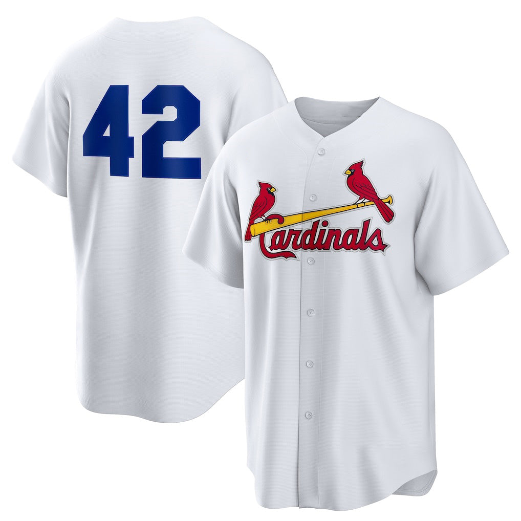 St. Louis Cardinals #42 Jackie Robinson White HOLBERT Home 2025 Day Replica Jersey