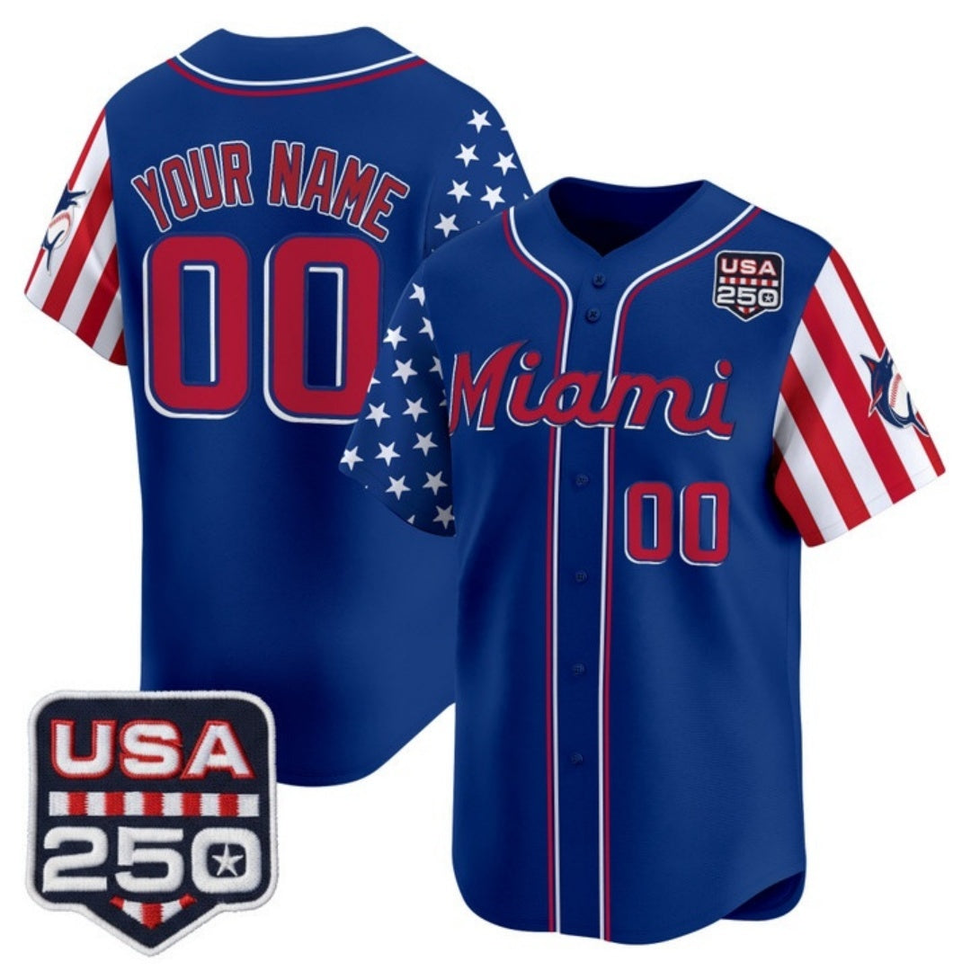 Custom Miami Marlins Royal HOLBERT America 250 Edition Vapor Premier Limited Stitched Jerseys