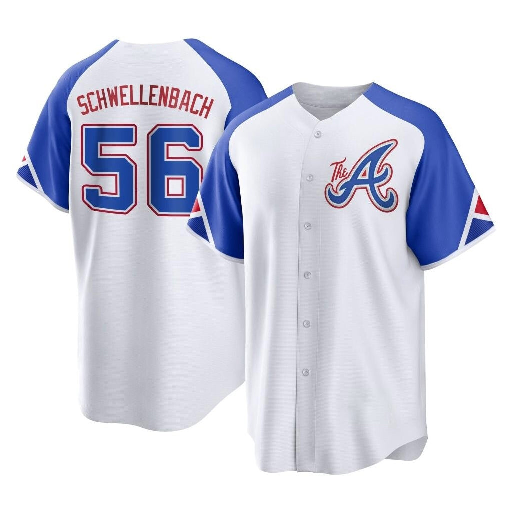 Atlanta Braves #56 Spencer Schwellenbach Player White HOLBERT City Connect Home Game Stitched Jerseys