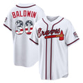 Atlanta Braves #30 Drake Baldwin Player White HOLBERT USA 250 Fourth Of July Limited Home Game Stitched Jerseys