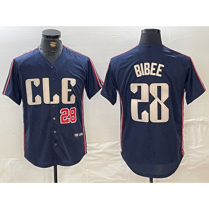 Cleveland Guardians #28 Tanner Bibee Number Navy HOLBERT 2024 City Connect Limited Stitched Jersey