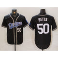Los Angeles Dodgers #50 Mookie Betts Number Black HOLBERT White Cool Base Stitched Jerseys