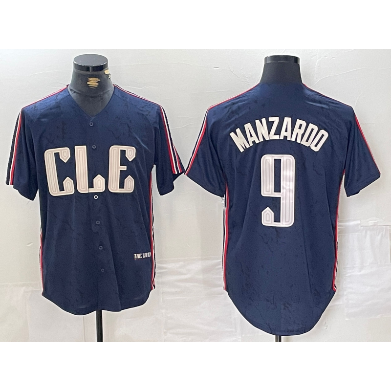 Cleveland Guardians #9 Kyle Manzardo Navy HOLBERT 2024 City Connect Limited Stitched Jersey