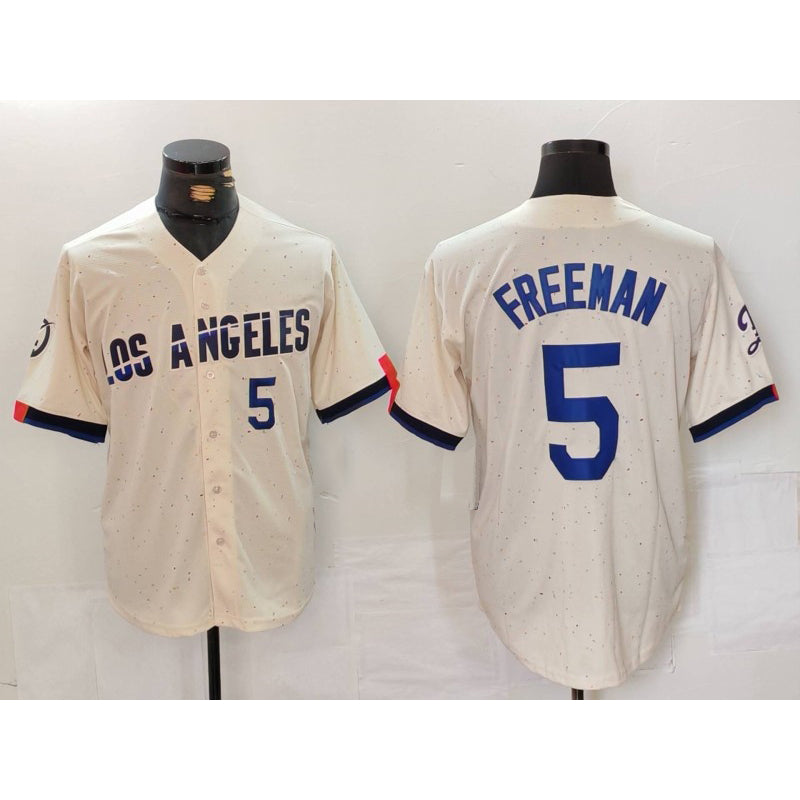 Los Angeles Dodgers #5 Freddie Freeman Number Cream HOLBERT 2024 City Connect Limited Stitched Jerseys