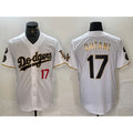 Los Angeles Dodgers #17 Shohei Ohtani Number White Gold HOLBERT Fashion Stitched Cool Base Limited Jerseys