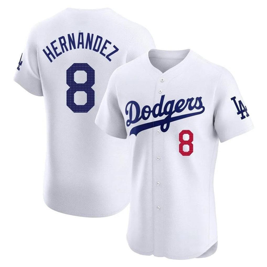 Los Angeles Dodgers #8 Enrique Hern¨¢ndez Player White HOLBERT Limited Elite Home Stitched Jerseys