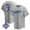 Los Angeles Dodgers #7 Blake Snell Player Gray HOLBERT World Series Meet Road Game Stitched Jerseys