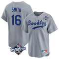 Los Angeles Dodgers #16 Will Smith Player Gray HOLBERT World Series Game Limited Home Stitched Jerseys