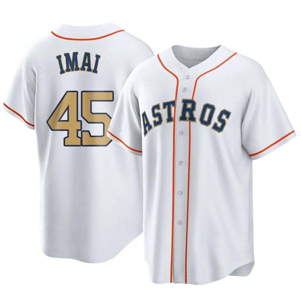 Houston Astros #45 Tatsuya Imai Player Gold HOLBERT Collection Game Home Stitched Jerseys