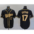 Los Angeles Dodgers #17 Shohei Ohtani Number Black Gold HOLBERT World Series Champions Cool Base Stitched Jersey