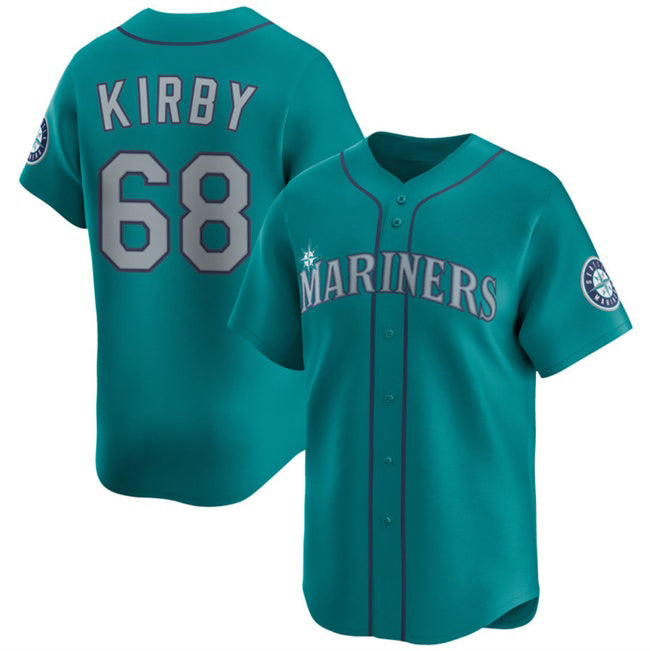 Seattle Mariners #68 George Kirby Aqua HOLBERT Limited Stitched Jersey