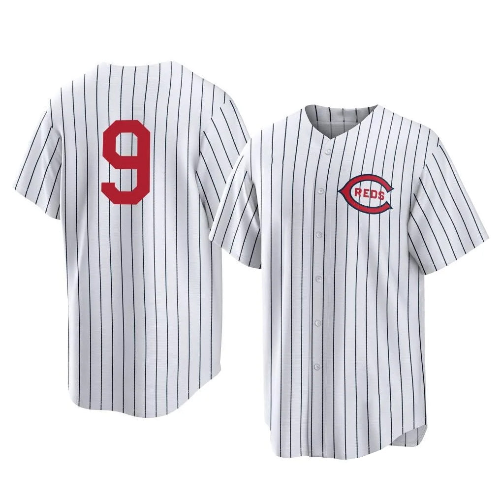 Cincinnati Reds #9 Matt McLain Player White HOLBERT Stripe Field of Dreams Game Home Stitched Jerseys