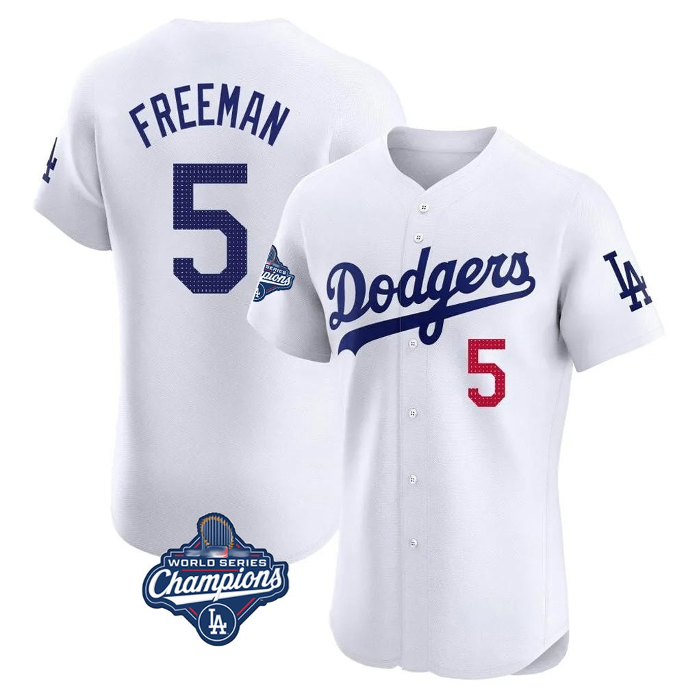 Los Angeles Dodgers #5 Freddie Freeman Player White HOLBERT World Series Meet Limited Elite Home Stitched Jerseys