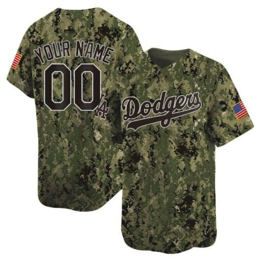 Custom Los Angeles Dodgers USMC Alternate Vapor Premier Limited Jersey ¨C All Stitched-Woodland HOLBERT