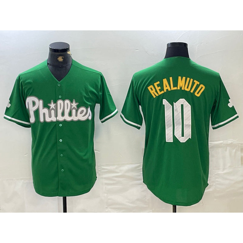 Philadelphia Phillies #10 JT Realmuto Kelly Green HOLBERT Cool Base Jersey